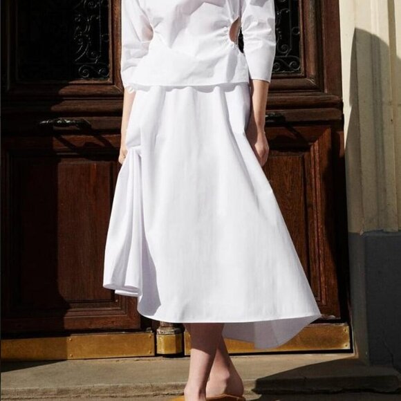 Zara white Poplin high waisted Midi Skirt Size L NEW WITH TAG! - Picture 6 of 11